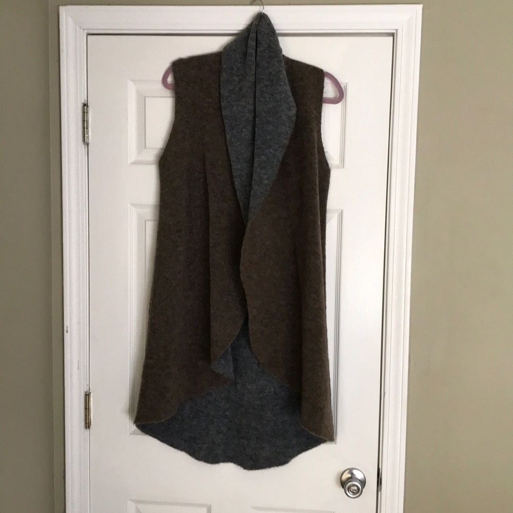 Anthropologie brown & gray shawl vest size xs/s